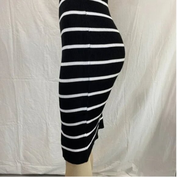 Nali Collection Black & White Striped Ribbed Midi Dress-S/M - Picture 6 of 9